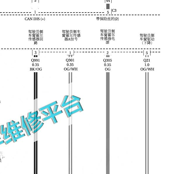 20147年吉普自由光玻璃升降电路图
