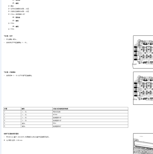2019年大众迈腾DPL发动机缸盖维修手册