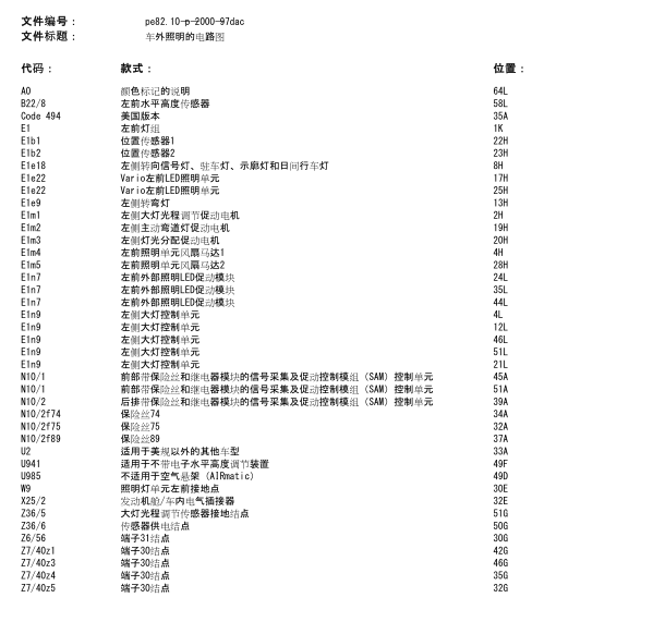 2009年奔驰E300外部照明电路图