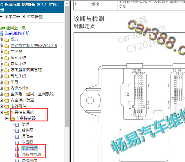 2017年哈弗H6车身电脑针脚