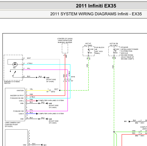 2011年英菲尼迪EX35摄像电路图