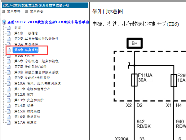 2017-2018年别克GL8尾门电路图