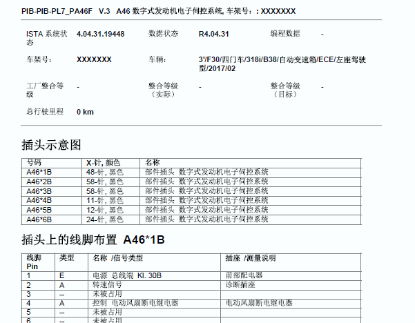 2017年宝马318i发动机电脑针脚定义