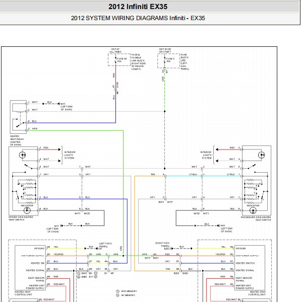 2012年英菲尼迪EX35座椅电路图