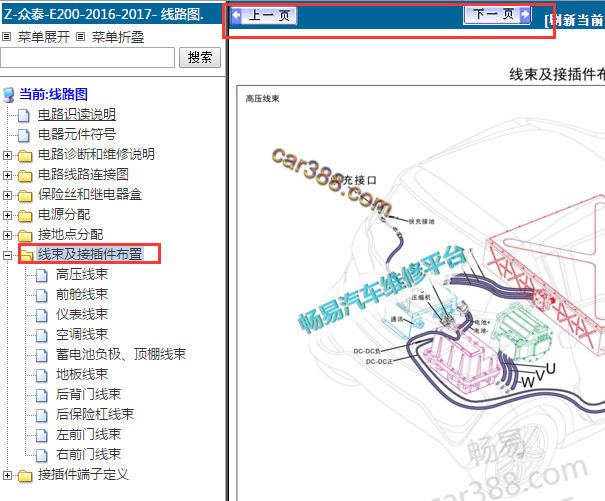 16年众泰E200全车元件位置图