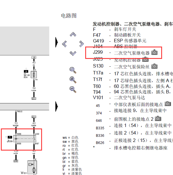 2009年奥迪A6L  CEE 发动机 二次空气泵电路图.