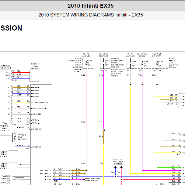 2010年英菲尼迪EX35变速箱电路图