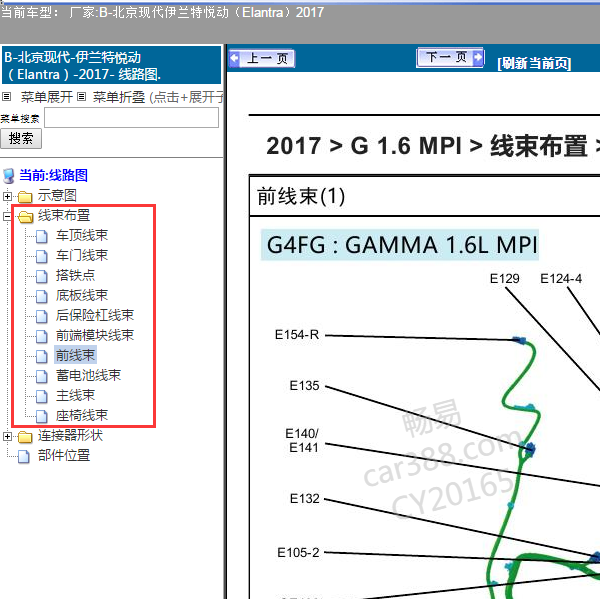 2017年现代悦动线束布置