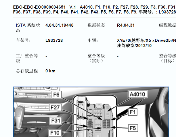 2010年宝马X5保险丝继电器