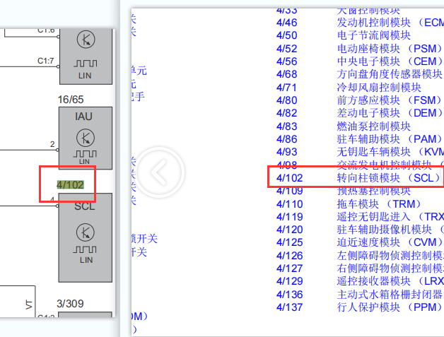 14年沃尔沃V40转向柱锁电路图