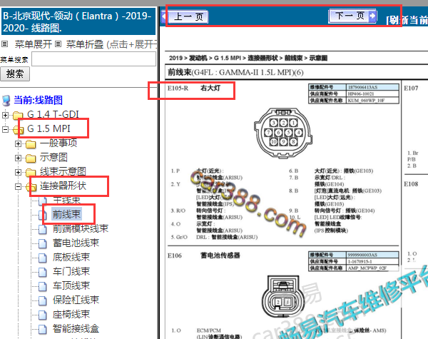 2019-2020年现代领动大灯针脚