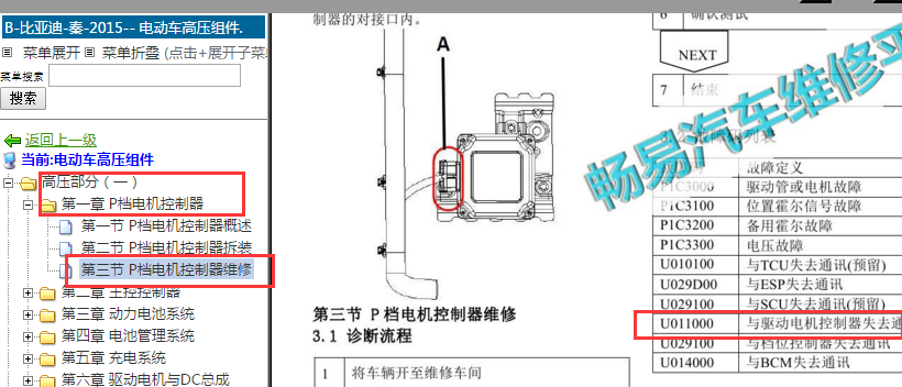 2015年比亚迪秦 U011000故障码