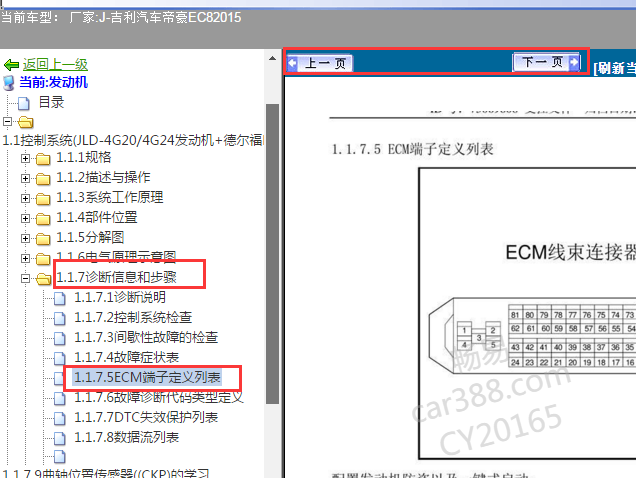 2015年吉利EC8发动机针脚