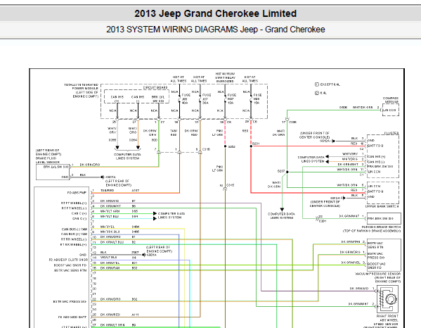 2013年大切诺基 ABS等电路图