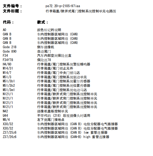 2019年奔驰CLA200车灯及尾门电路图