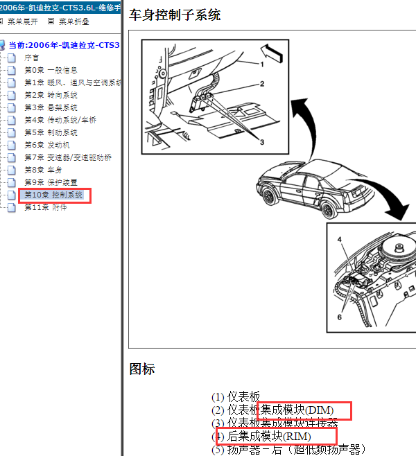 2006年凯迪拉克CTS 车身集成控制模块位置