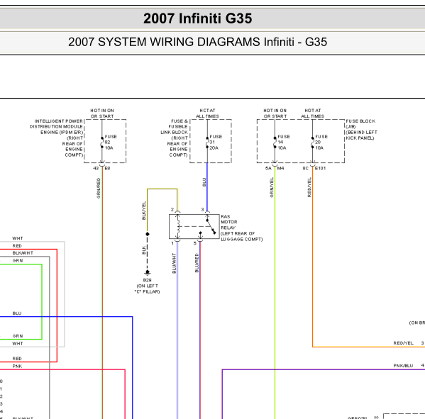 2007年英菲尼迪G35转向电路图