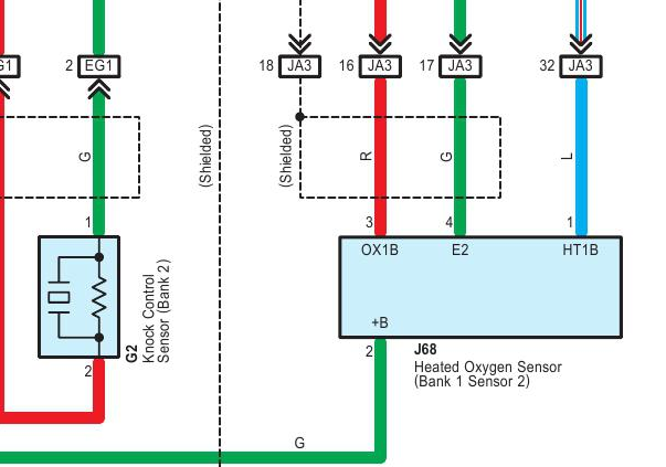 2008-2010年雷克萨斯IS250 氧传感器电路图