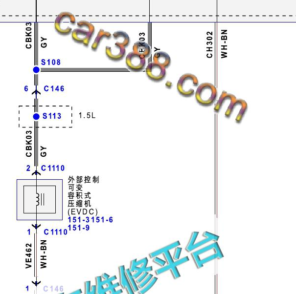 2015-2018年福特金牛座压缩机电路图