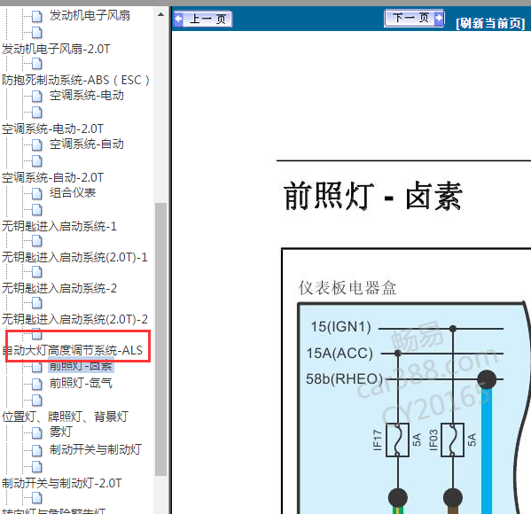 2015年众泰T600灯光电路图