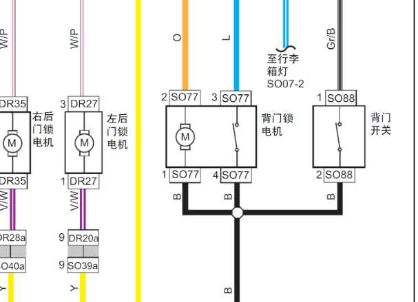 2015年吉利GX7后备箱锁块电路图