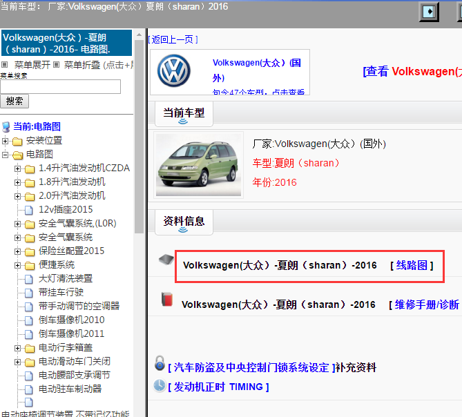 Volkswagen(大众）-夏朗（sharan）-2016[ 线路图 ]