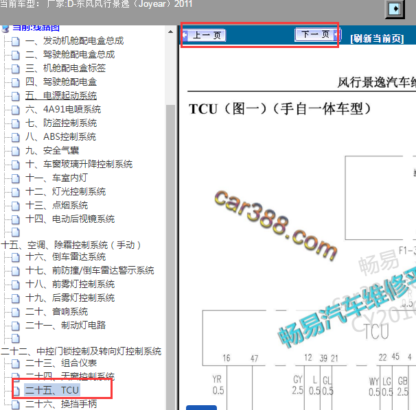 2011年东风风行景逸变速箱电路图