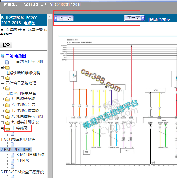 2017年北汽EC200慢充系统相关电路图