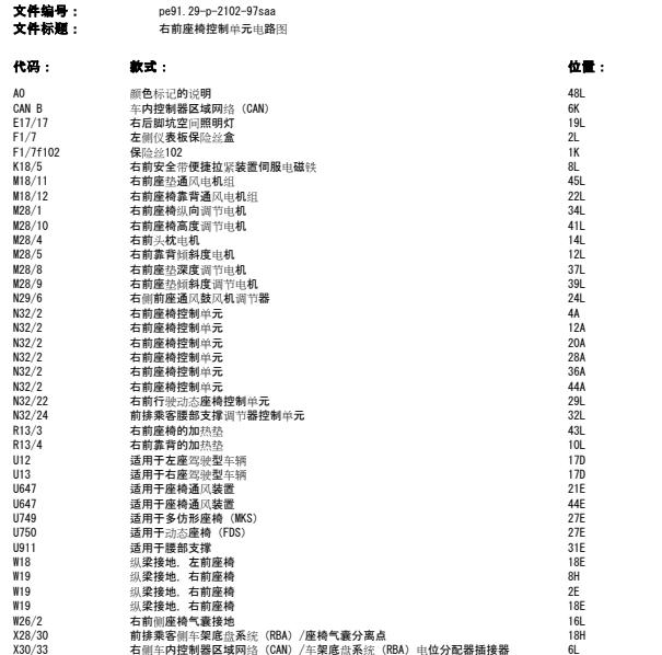 2006年奔驰S350L座椅电路图