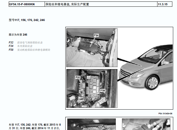 2015年奔驰AMG A45 保险丝资料