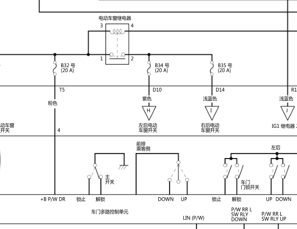 19年艾力绅玻璃升降电路图