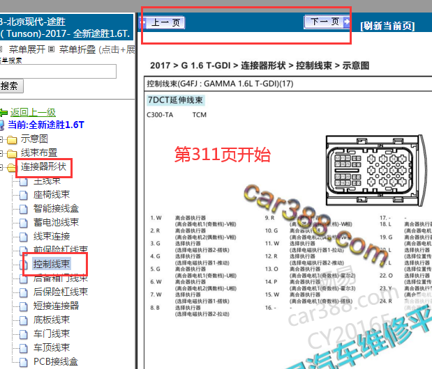 2017年现代途胜变速箱针脚