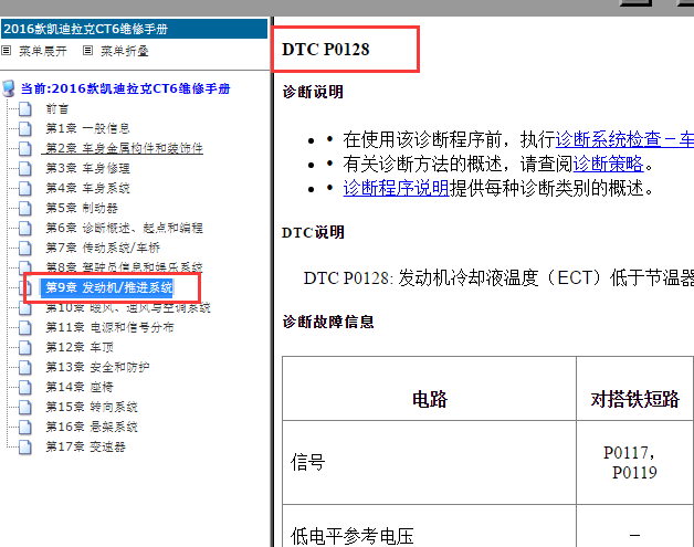 2016年凯迪拉克CT6 P0128故障码