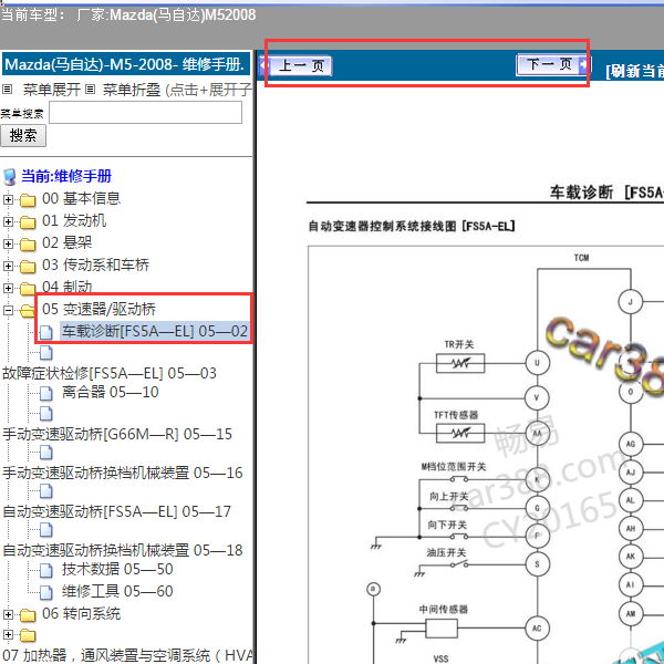 2008年马自达M5变速箱电路图