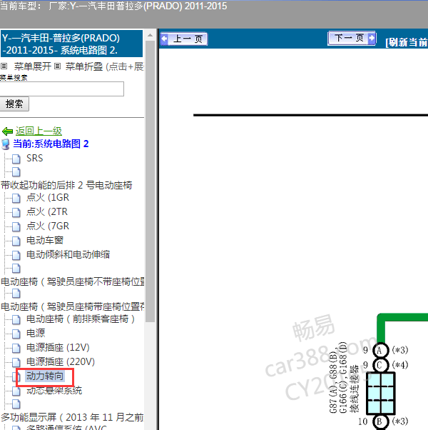 2011-2015年丰田普拉多转向系统电路图