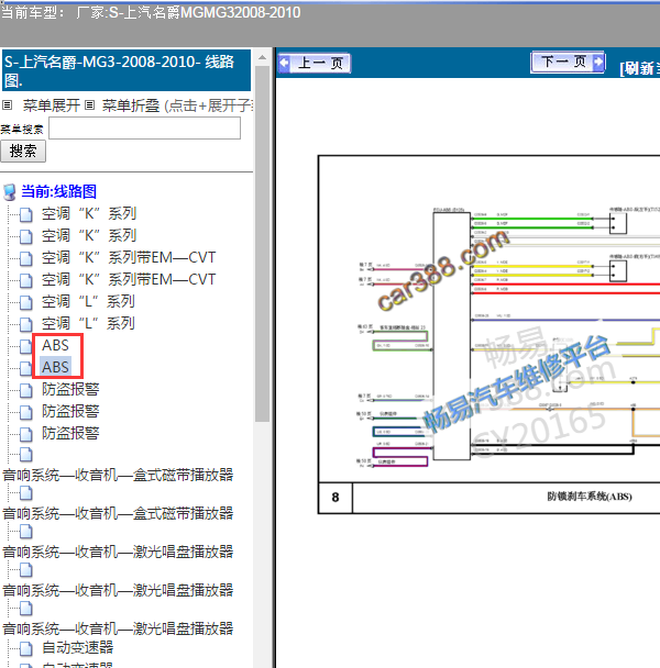 2008-2010年名爵MG ABS电路图
