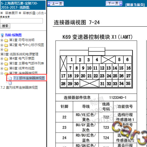 2016年宝骏730变速箱针脚