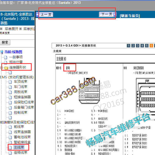 2013年现代胜达音响针脚