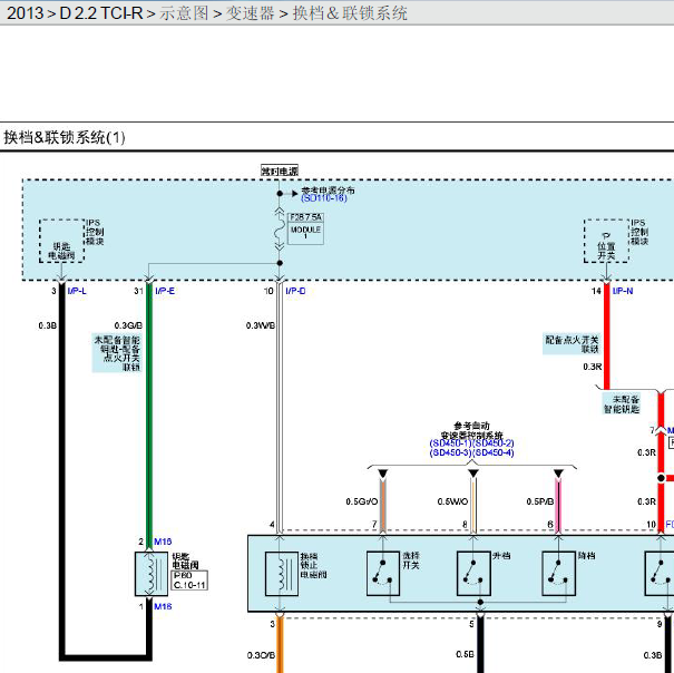 2013年起亚索兰托换挡电路图
