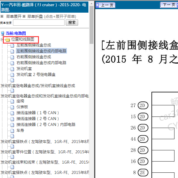 2015-2020年丰田酷路泽电源电路图