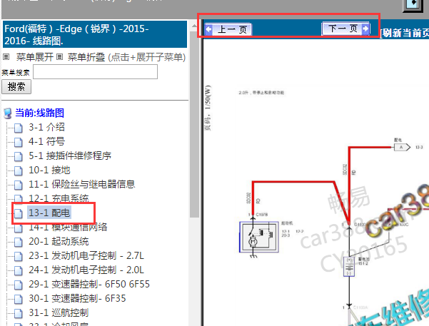 2015-2016年福特锐界保险丝电路图