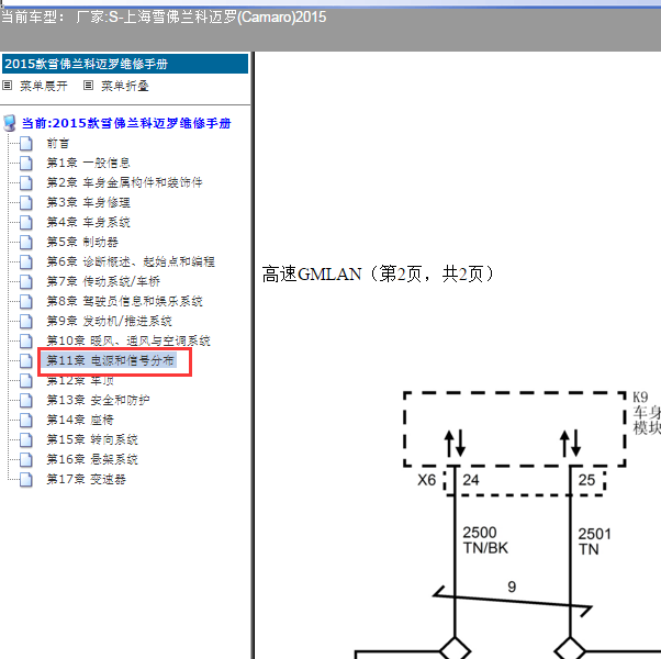 2015年雪佛兰科迈罗全车CAN电路图