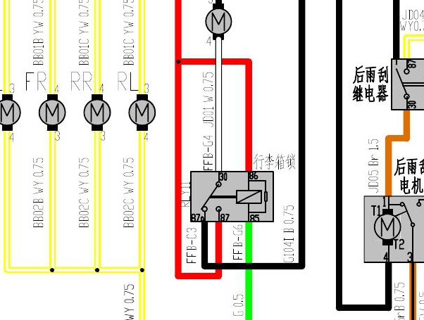 2015-2016年众泰大迈X5行李箱电路图
