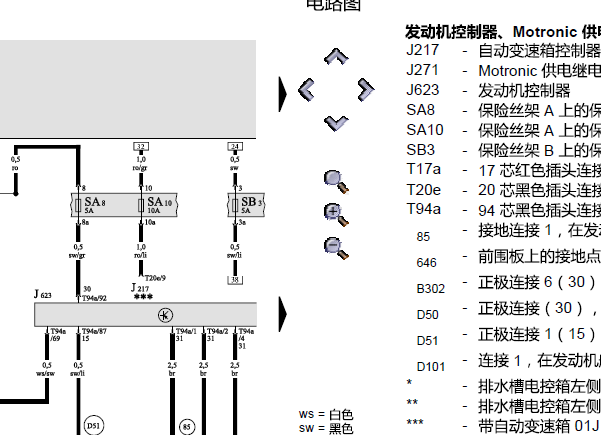 2011年奥迪A6 发动机电路图