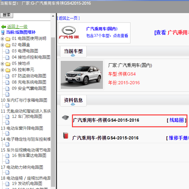 2015-2016年传祺GS4全车电路图