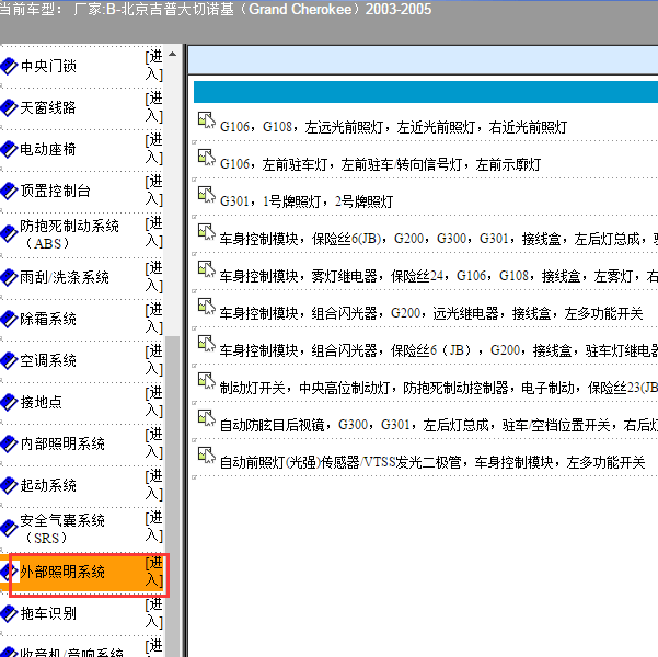 2003-2007年大切诺基倒车灯电路图