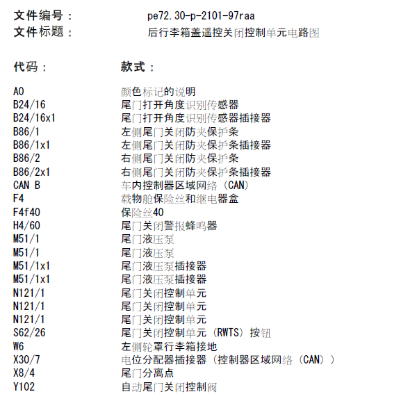 奔驰R350 尾门开关电路图