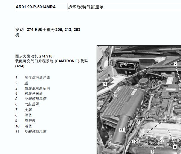 2016年奔驰E200发动机维修手册