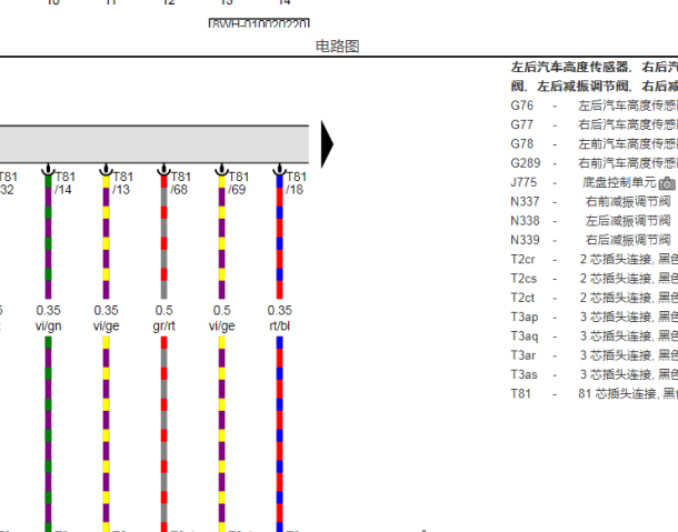 2018年奥迪S4 左前高度传感器电路图