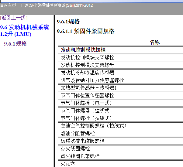 11年雪佛兰赛欧发动机扭力数据